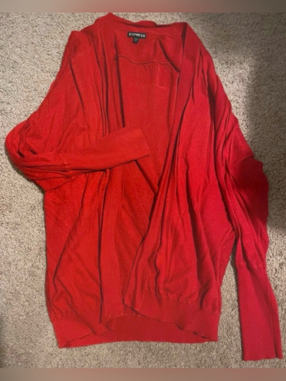 Express Red Open-Front Cardigan Sweater